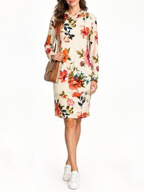 Fall Floral Cowl Neck Long Sleeve Dress (possibly maternity)
